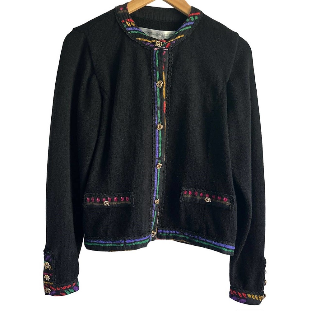 Anne Crimmins For Umi Collection Womens Size Medium Vintage 80s Sweater Cardigan
